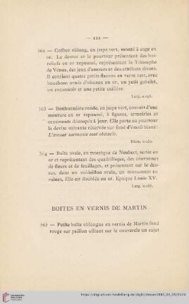 Boites en Vernise de Martin (Nr. 565 - 579)