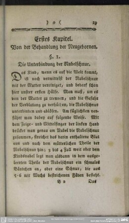 Erstes Kapitel. Von der Behandlung der Neugebornen