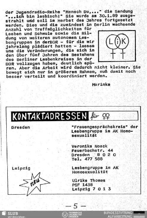Kontaktadressen für Frauen