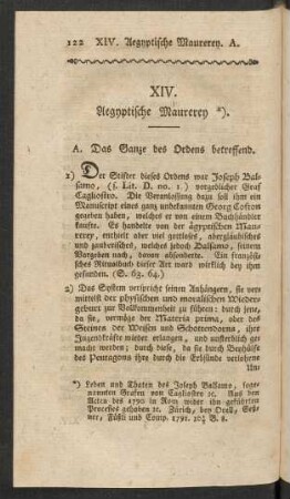 XIV. Aegyptische Maurerey.