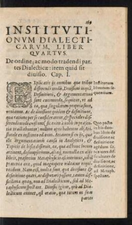 Institutionum Dialecticarum, Liber Quartus.