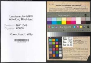 Entnazifizierung Willy Koelschbach , geb. 26.09.1896 (Schneider)