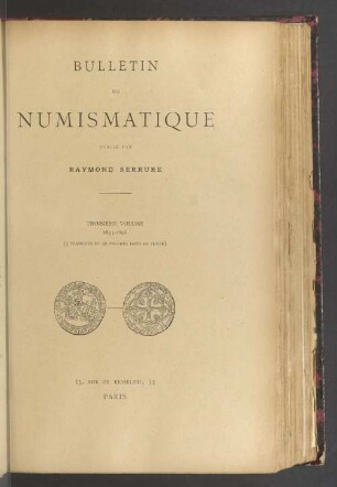 3.1895/96: Bulletin de numismatique