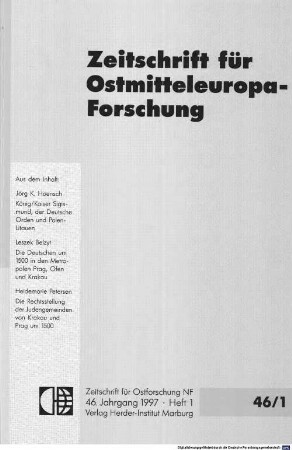 Zeitschrift für Ostmitteleuropa-Forschung : ZfO = Journal of East Central European studies. 46. 1997