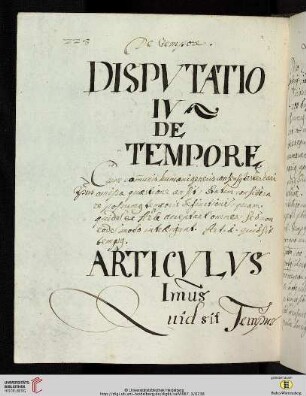 Disputatio IV De tempore