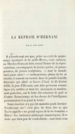 La reprise d'Hernani