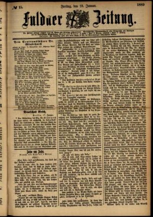 Ausgabe vom Freitag, den 18. Januar 1889.