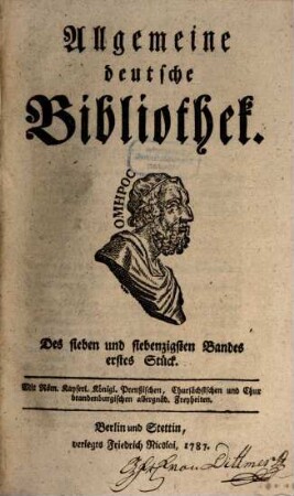 Allgemeine deutsche Bibliothek. 77. 1787