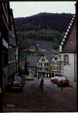 Schiltach: Marktplatz mit Fachwerkhäusern, von oben