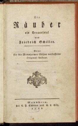 Die Räuber : ein Trauerspiel