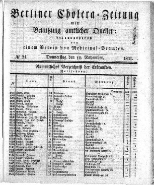 No. 21, 10. November 1831