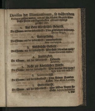 Devisen der Illuminationen, ...
