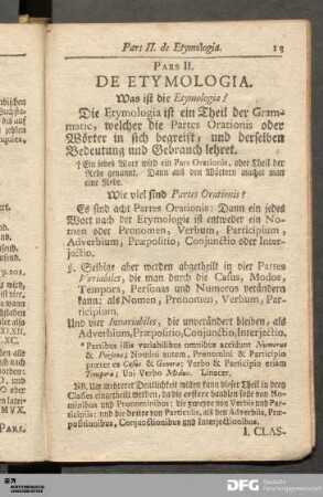 Pars II. De Etymologia