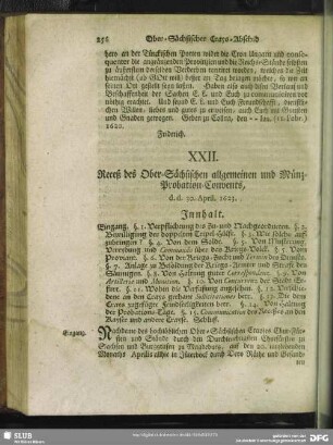 XXII. Receß des Ober-Sächsischen allgemeinen und Münz-Probation-Convents, d. d. 30. April. 1623