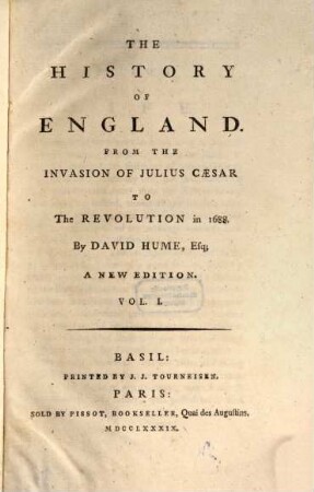 The History Of England : From The Invasion Of Julius Caesar To The Revolution in 1688., 1