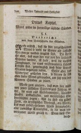 Drittes Kapitel. Mittel wider die freywillige läßliche Sünden.