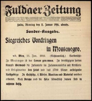 Zweite Ausgabe vom Dienstag, den 11. Januar 1916.