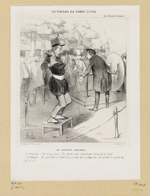 Un guerrier électrisé, Blatt 3 der Folge "Les Plaisirs des Champs Élysées“, in: "Le Charivari", Paris 1844