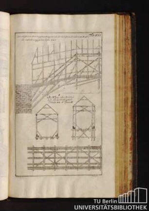 Tab. XVI. Die Helffte von dem längsten Hängwerck der berufnen Brücken zu Meisen die Erklährung suchet § phc 323.