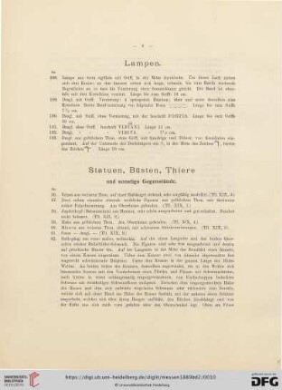 Statuen, Büsten, Thiere und sonstige Gegenstände (No. 56-63)
