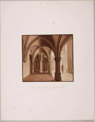 Ansicht des Gewölbes im Mittelchor des Meißner Domes, links Eingang in die Kapelle Simonis und Judä, Blatt Nr. 8 aus Mappenwerk "Der Dom zu Meißen" von Friedrich Wilhelm Schwechten