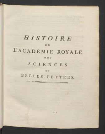 Histoire De L'Académie Royale Des Sciences Et Belles-Lettres