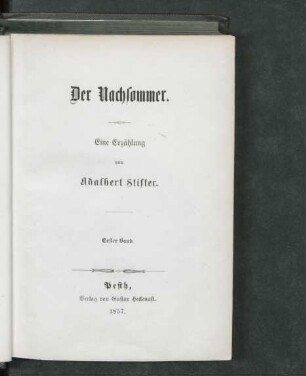 Bd. 1: Der Nachsommer