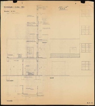 Siedlungsplan mit Schulhausgruppe Schinkelwettbewerb 1931: Schulkomplex: Volksschule für Knaben. Details 1:20