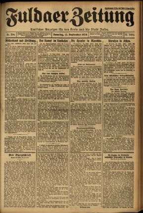Erste Ausgabe vom Samstag, den 13. September 1924.