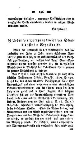 Ueber die Besetzungsweise der Schuldienste im Rezatkreise