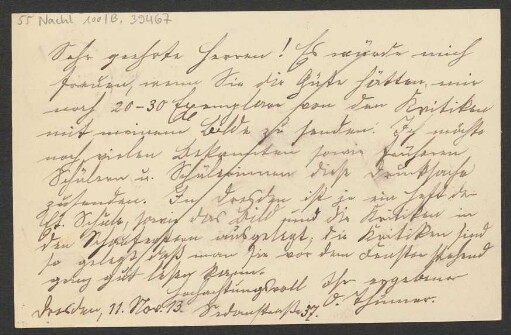 Brief an B. Schott's Söhne : 11.11.1913
