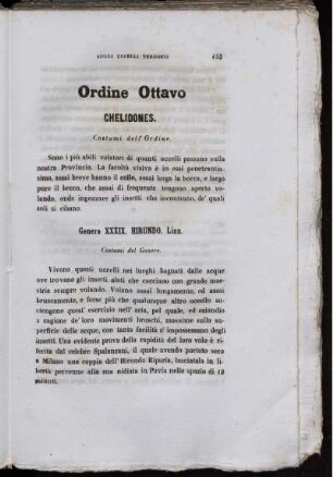 Ordine Ottavo. Chelidones.