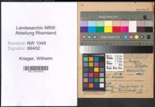 Entnazifizierung Wilhelm Krieger , geb. 25.10.1883 (Artist)