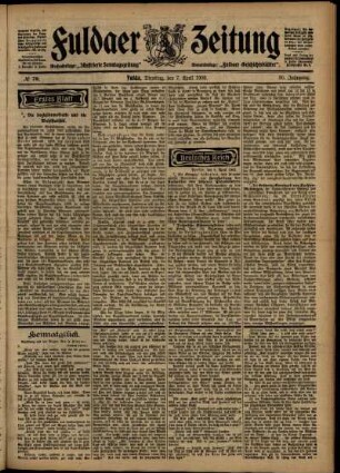 Erste Ausgabe vom Dienstag, den 07. April 1903.