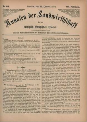 No. 85. Berlin, den 22. Oktober 1873. XIII. Jahrgang.