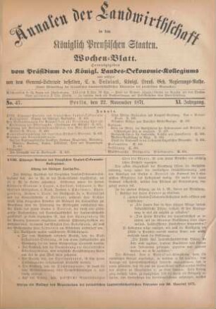 No. 47. Berlin, den 22. November 1871. XI. Jahrgang.