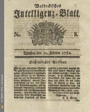 No. 8, Dienstag den 19. Februar 1782