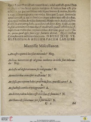 Mantissae Miscellaneae