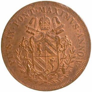 Münze, 5 Baiocchi, 1850