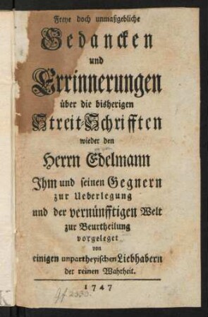 1-44, Freye doch unmaßgebliche Gedanken und ...