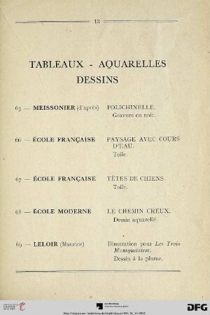 Tableaux – Aquarelles – Dessins (Nr. 65-69)