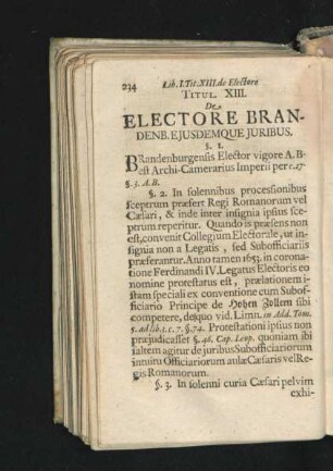 Titul. XIII. De Electore Brandenb. Eiusdemque Iuribus.