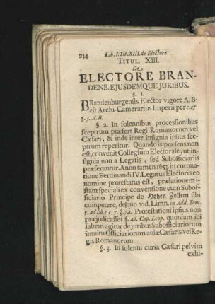 Titul. XIII. De Electore Brandenb. Eiusdemque Iuribus.