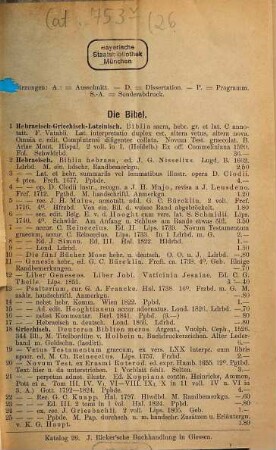 Katalog ... : J. Ricker'sche Buchhandlung in Gießen. [Sp. auch m. versch. Tit.] [Umschlagt.], 26
