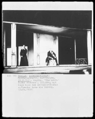 Berlin, Schauspielhaus, Gendarmenmarkt, Aufführung, 29.8.1931, Goethe, "Die natürliche Tochter", III. Akt, mit Paul Bild als Weltgeistlicher und Theodor Loos als Herzog