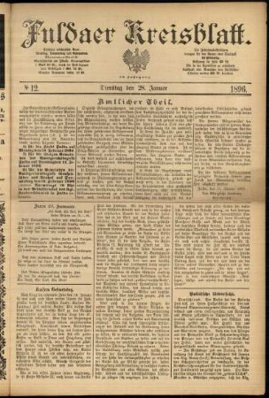Erste Ausgabe vom Dienstag, den 28. Januar 1896.