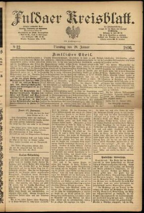 Erste Ausgabe vom Dienstag, den 28. Januar 1896.