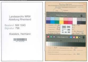 Entnazifizierung Hermann Koesters , geb. 10.05.1913 (Kreisangestellter)