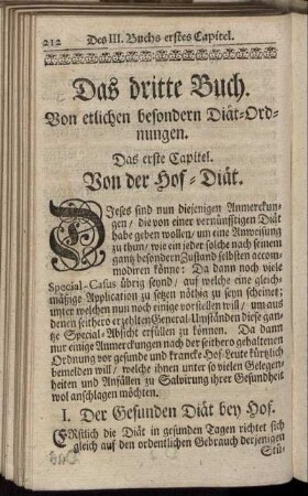 Das erste Capitel. Von der Hof- Diät.