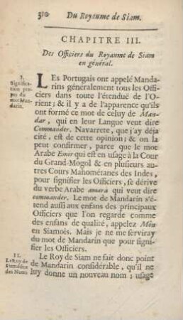 Chapitre III. Des officiers du Royaume de Siam en général